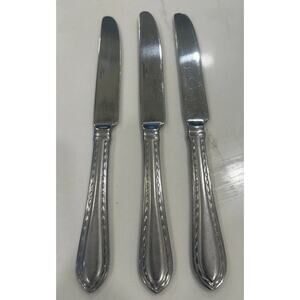 International Silver DIAMOND ANTIQUE PEARL Set of 3 Dinner Knives 9” Stainless